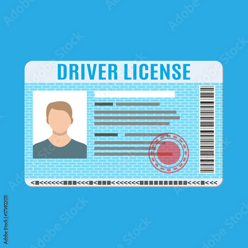 Car driver license identification card with photo.