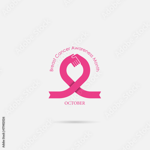 Breast Cancer October Awareness Month Campaign Background.Women health vector design.Breast cancer awareness logo design.Breast cancer awareness month icon.Realistic pink ribbon.Pink care logo