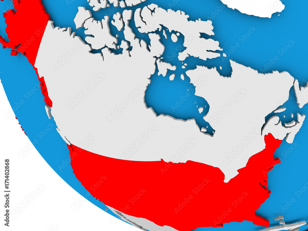 Fototapeta premium USA on political globe