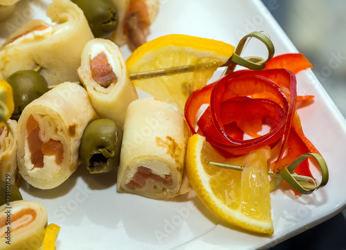 snack, assorted of canapes photo