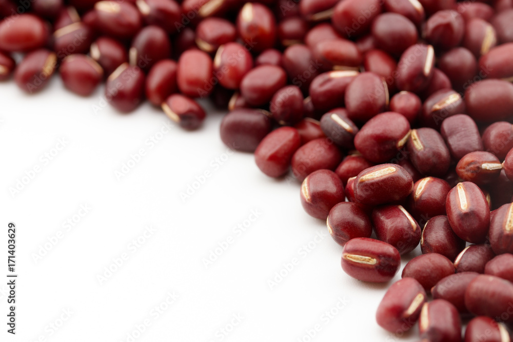 red bean with copy space on white background red bean with copy space on white background