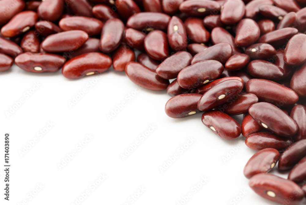 red kidney beans with copy space on white background red kidney beans with copy space on white background