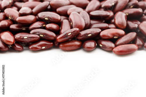 red kidney beans with copy space on white background