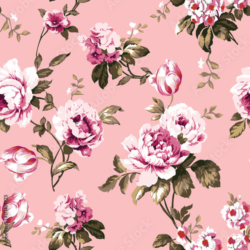 Shabby chic vintage roses seamless pattern