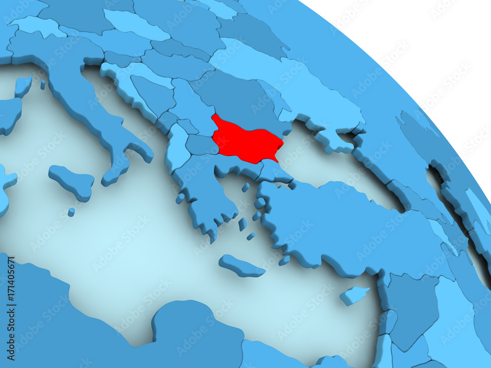 Fototapeta premium Bulgaria on blue globe