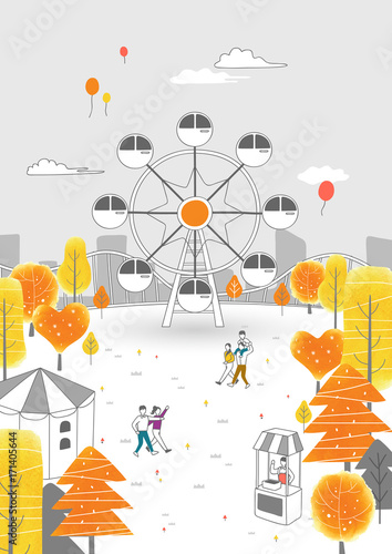 Autumn drawing illustration
