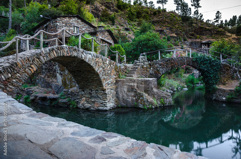 Stone house and bridge , village Foz de Egua, Portugal Stone house and bridge , village Foz de Egua, Portugal