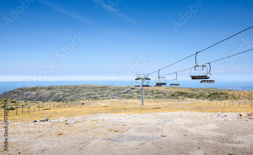 Chair lift during summer, Torre, top Serra da Estrela, Portugal