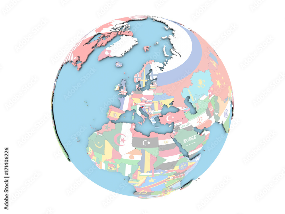 Obraz premium Slovenia on globe isolated