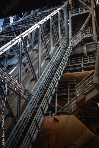 Part of old blast furnace equipment of the metallurgical plant 