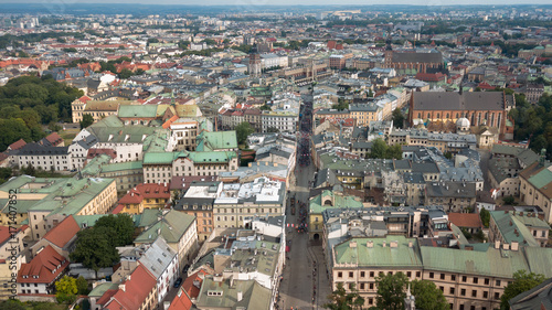 Top view of the main square of Krakow, Poland.