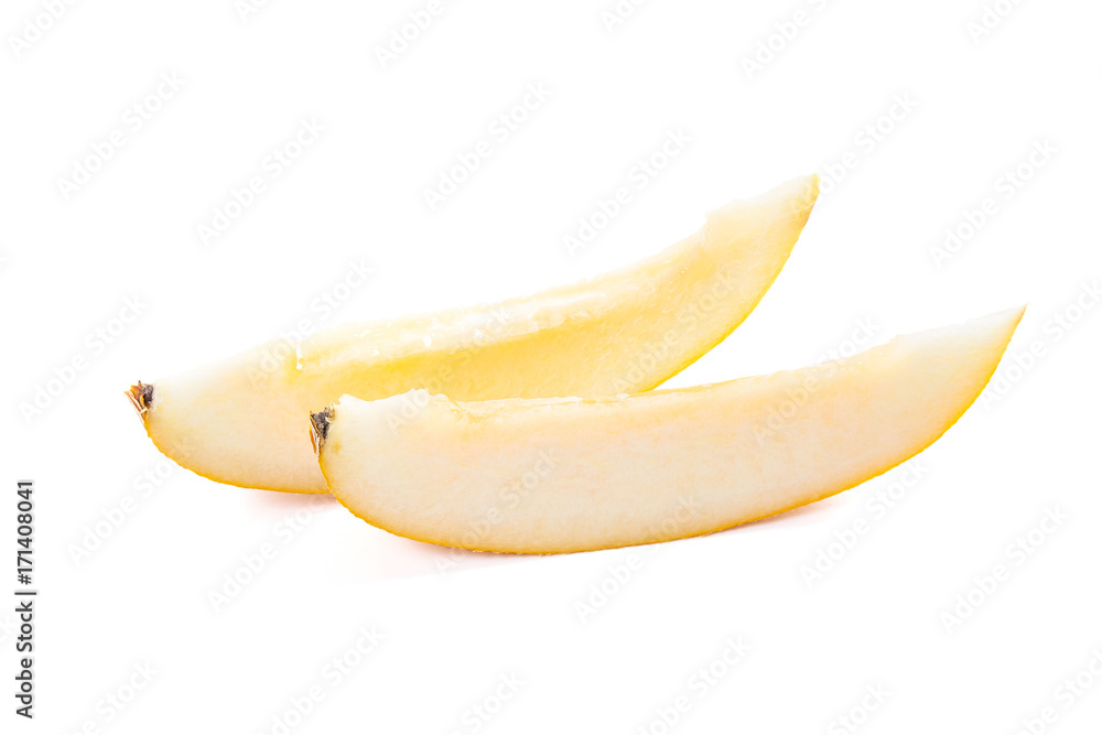 Sliced honeydew melon tropical fruit isolated on a white background. Sliced honeydew melon tropical fruit isolated on a white background.