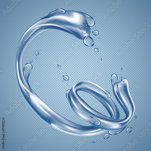 Water stream effect in form of round circles