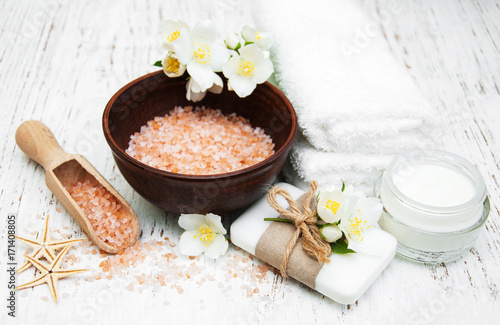 Spa concept with jasmine flowers