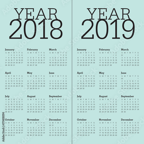 Year 2018 2019 calendar vector