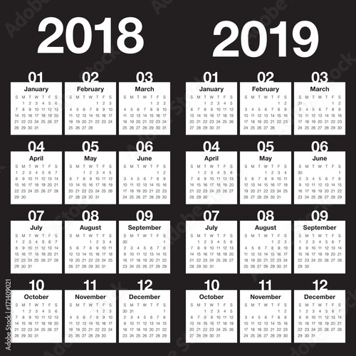 Year 2018 2019 calendar vector