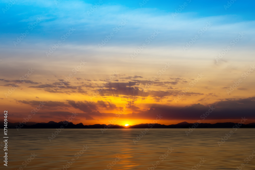 The sky and the lake in the twilight after sunset. The sky and the lake in the twilight after sunset.