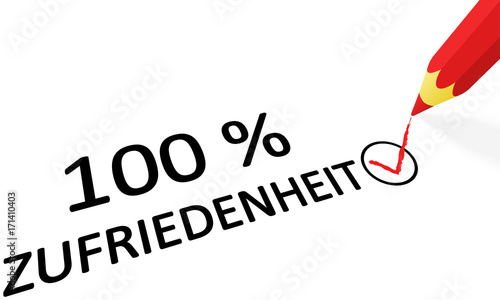 red pencil and text 100% satisfaction
