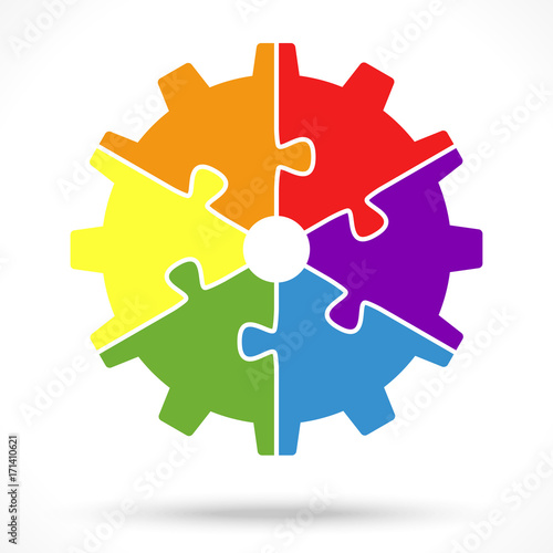 puzzle gear wheel for teamwork symbolism