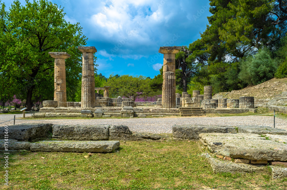 The archaeological site of ancient Olympia. The place where olympic games were born in classical times and where the Olympic torch today is ignited.