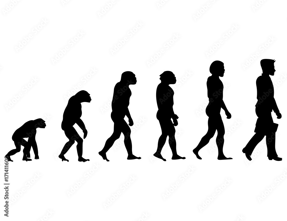 Silhouette progress Man evolution.