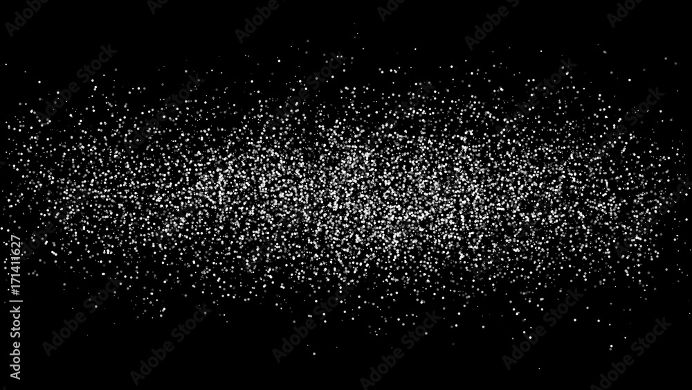 Abstract white dust of round shape is isolated on a black background. Spraying of fine particles. Horizontal position. White powder. Vector Abstract white dust of round shape is isolated on a black background. Spraying of fine particles. Horizontal position. White powder. Vector