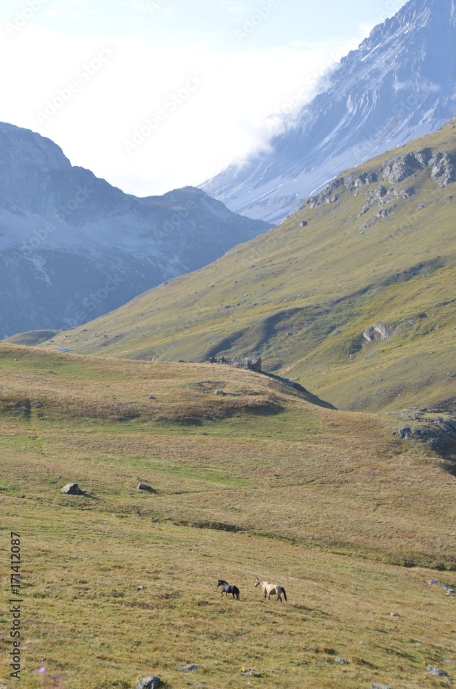 Au départ de Termignon et de Bellecombe, l'Entre deux eaux, Parc National de la Vanoise, Alpes Françaises Au départ de Termignon et de Bellecombe, l'Entre deux eaux, Parc National de la Vanoise, Alpes Françaises