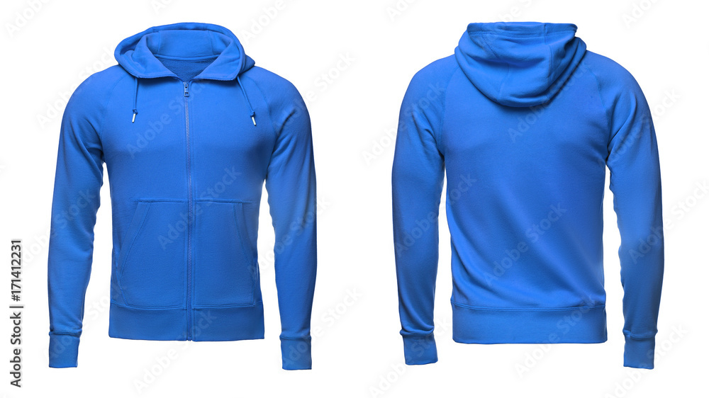 Blank blue male hoodie sweatshirt, mens pullover for your design mockup and  template for print, isolated white background. Stock-Foto | Adobe Stock