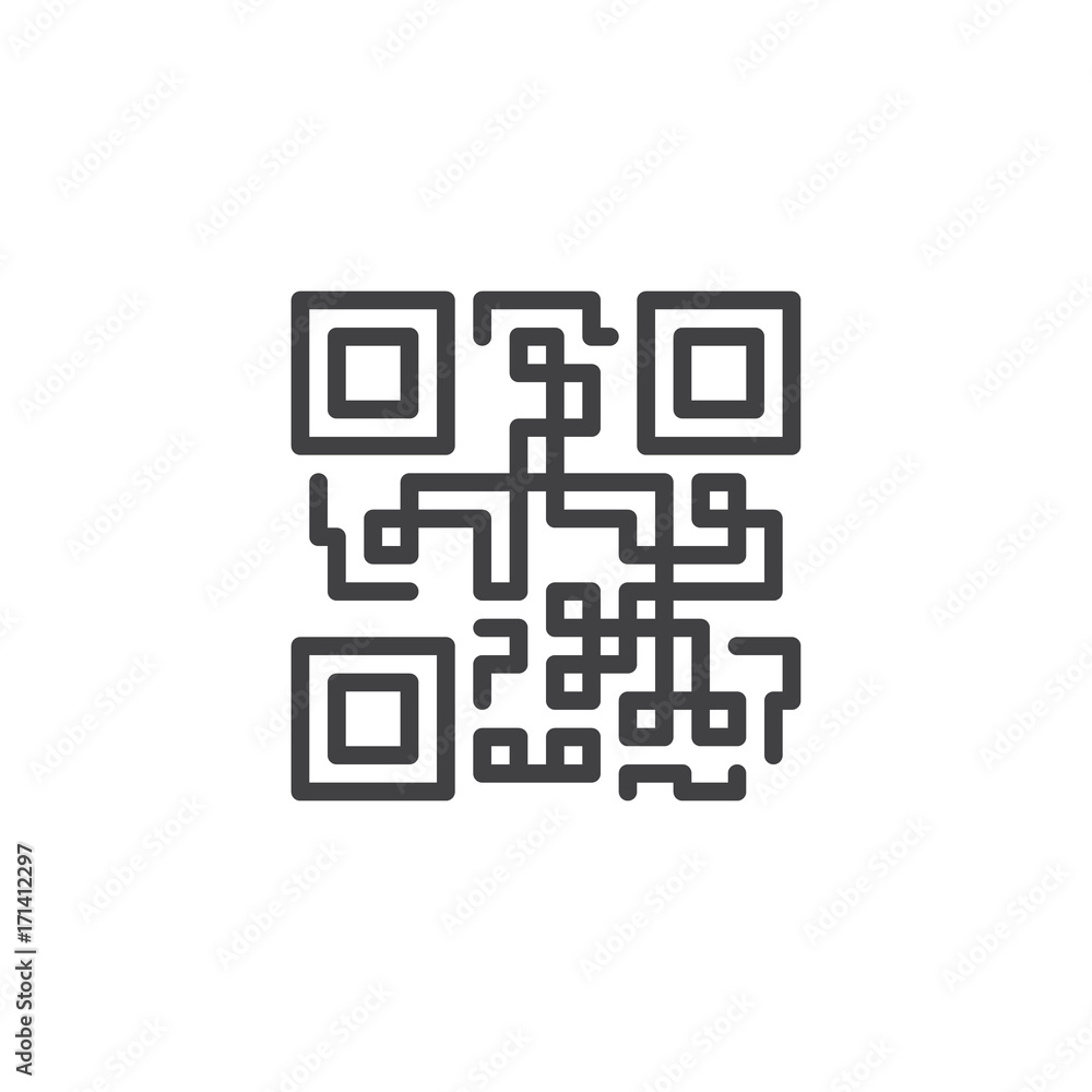 QR code line icon, outline vector sign, linear style pictogram isolated on white. Symbol, logo illustration. Editable stroke. Pixel perfect vector graphics QR code line icon, outline vector sign, linear style pictogram isolated on white. Symbol, logo illustration. Editable stroke. Pixel perfect vector graphics