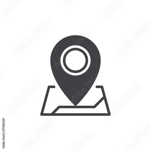 Map pointer icon vector, filled flat sign, solid pictogram isolated on white. Address location symbol, logo illustration. Pixel perfect vector graphics