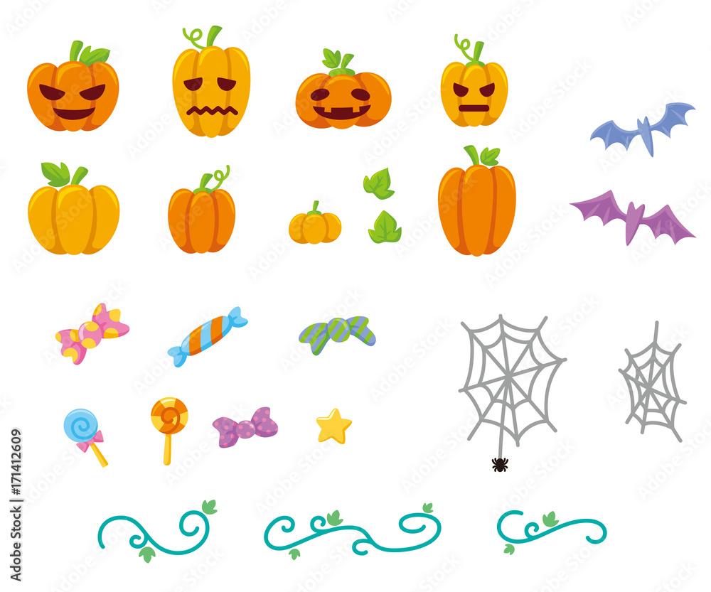 Naklejka premium ハロウィンアイコンセット