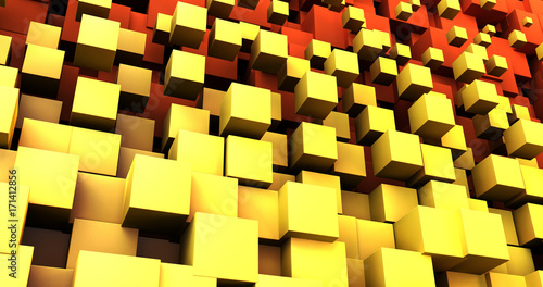 3d render of abstract chaotic cubes background