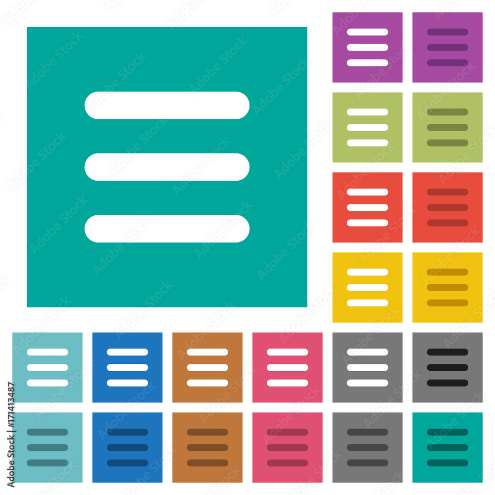 Menu square flat multi colored icons