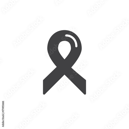 Cancer award ribbon icon vector, filled flat sign, solid pictogram isolated on white. Charity symbol, logo illustration