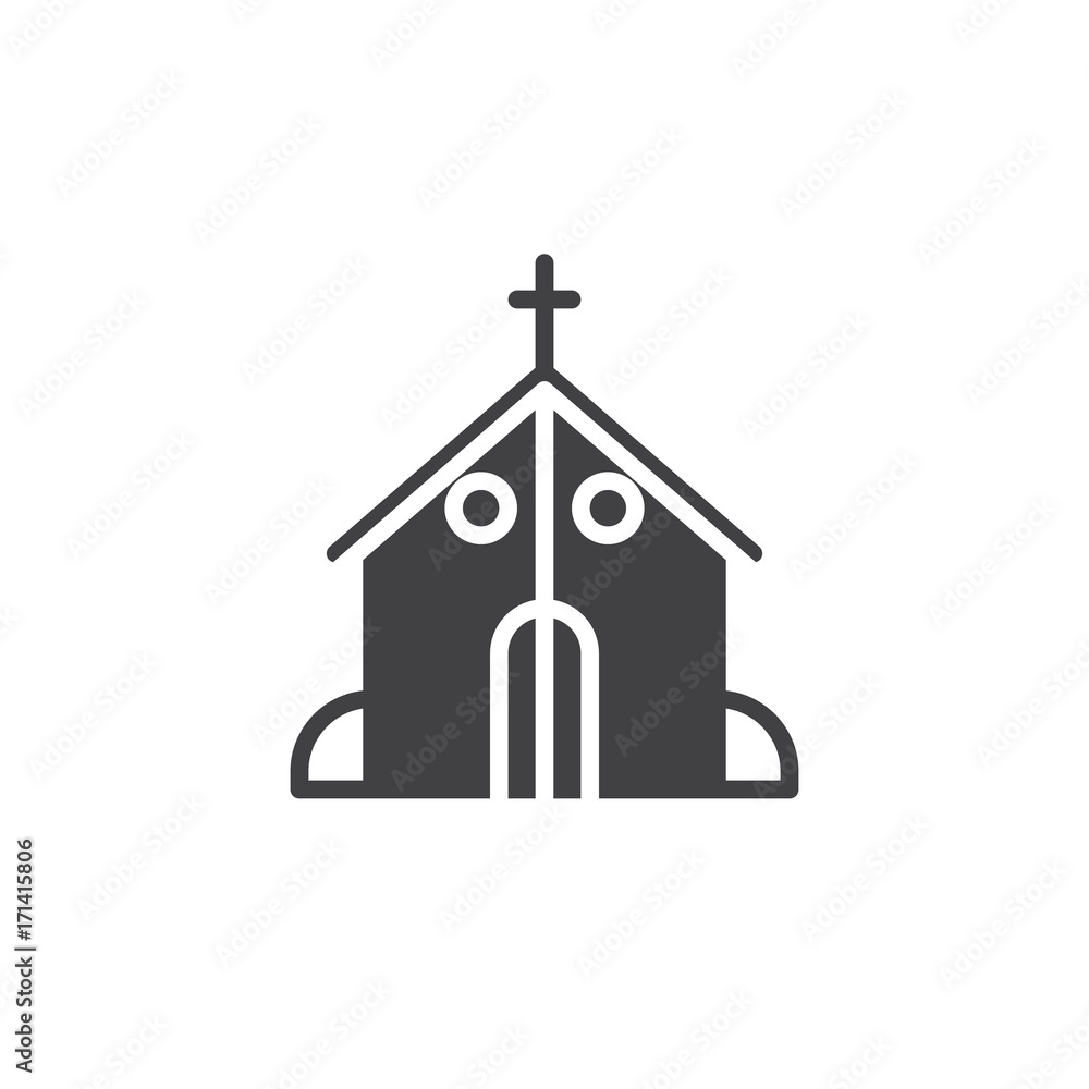 Church icon vector, filled flat sign, solid pictogram isolated on white. Charity symbol, logo illustration