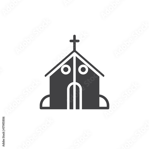 Church icon vector, filled flat sign, solid pictogram isolated on white. Charity symbol, logo illustration