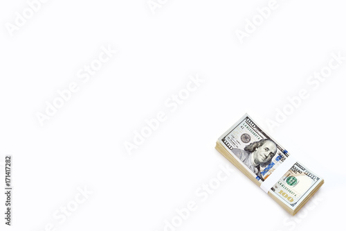 Banknote on hand isolated on white background