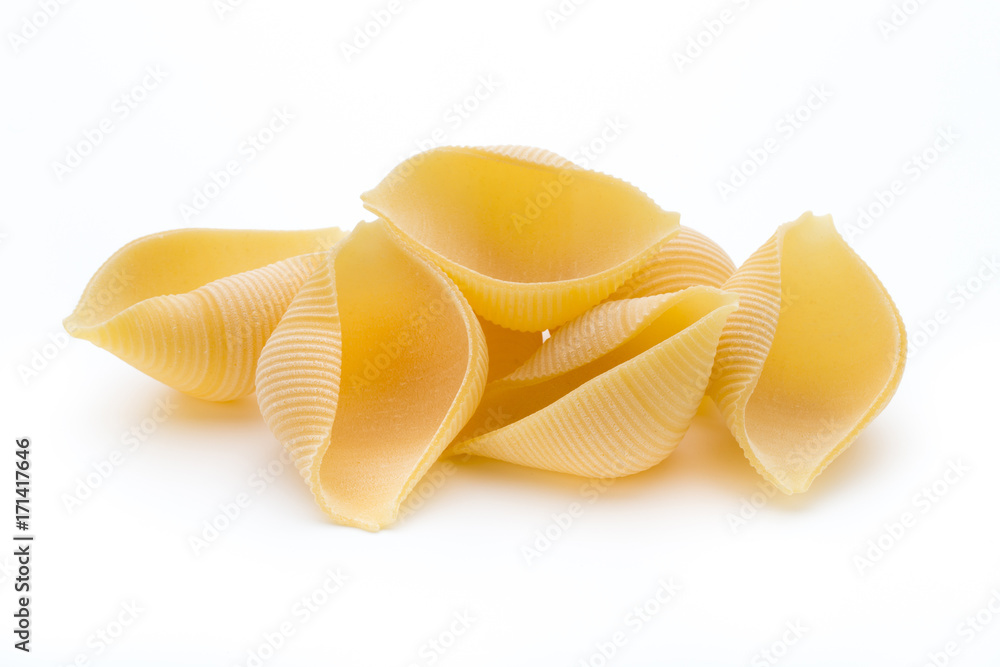 Italian lumaconi isolated on white background. Italian lumaconi isolated on white background.