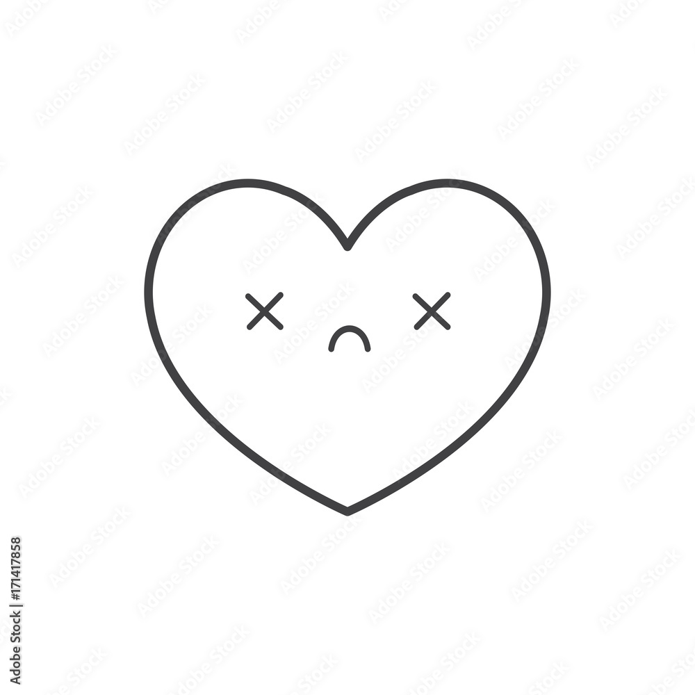 Black Heart Line Icon Vector. Love symbol. Valentine's Day sign, emblem isolated on white background, Flat style for graphic and web design, logo.