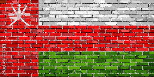 Flag of Oman on a brick wall - Illustration, 
Oman flag on brick textured background, 
Abstract grunge vector