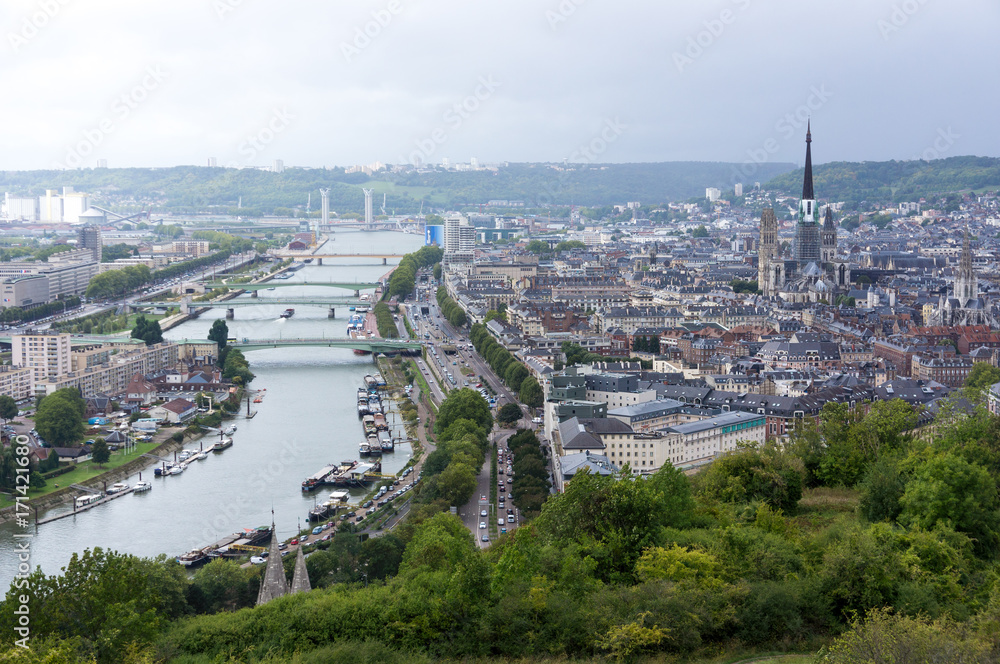 Rouen et la Seine depuis la côte Sainte-Catherine
