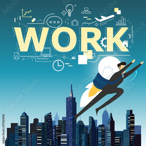 Businessman superhero flying fast for business concept.