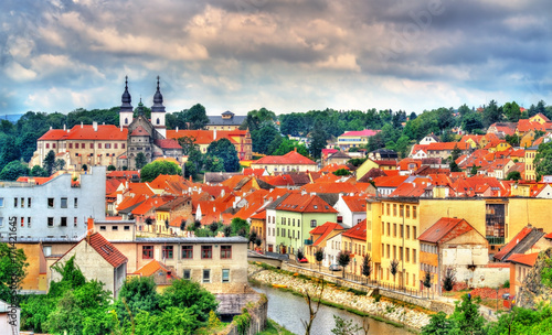 Obraz na płótnie Panorama of Trebic, a UNESCO world heritage site in Czech Republic w salonie