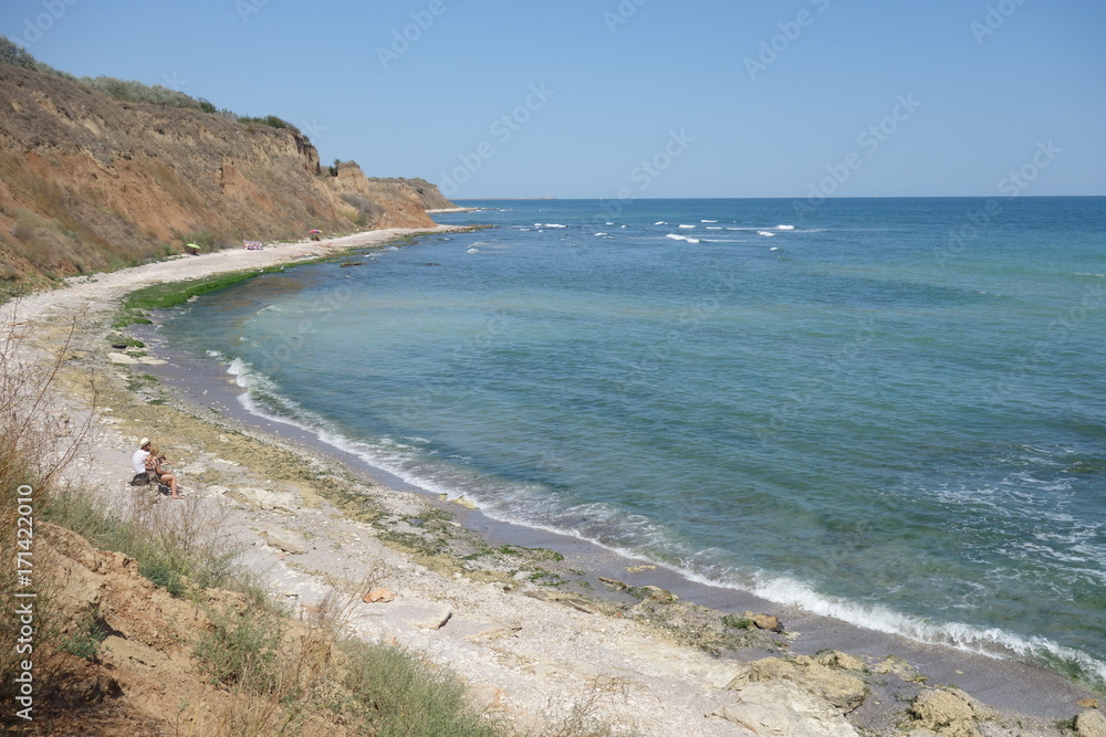 Obraz premium Sea coast at the north of Vama Veche resort at the Black Sea in Romania