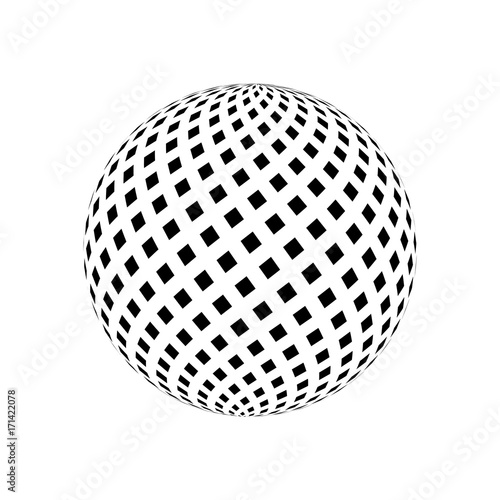 Abstract vector 3d sphere. Black and white vector illustration. © PhotoStocker