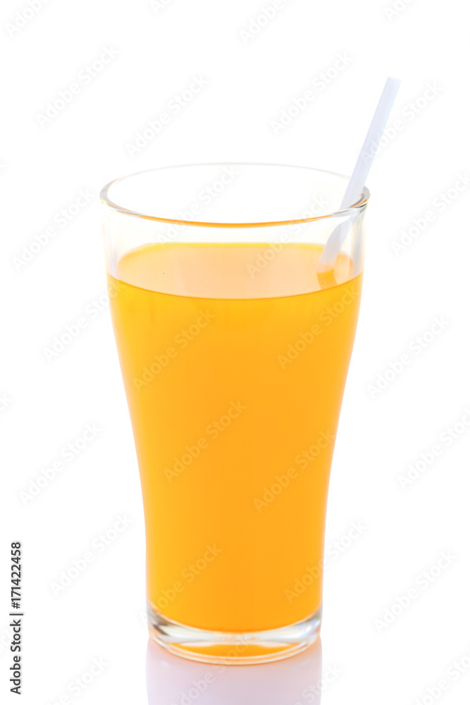 Orange juice glass, isolated on white Orange juice glass, isolated on white