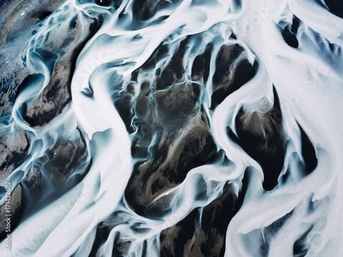 Aerial view of river in Iceland