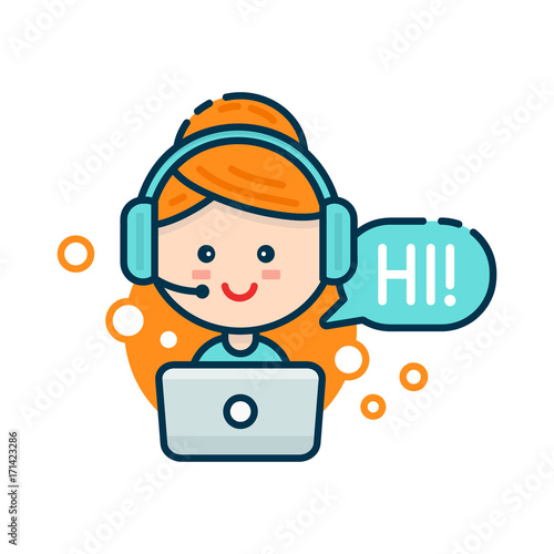 Cute smiling woman in call center
