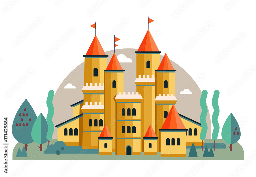 Illustration of a Cute Pink Castle vector