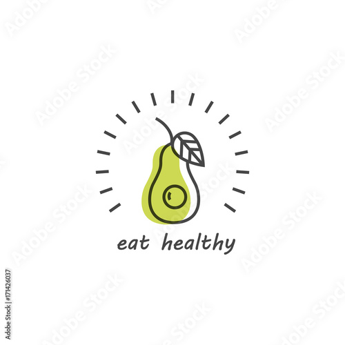 Green and organic products label or badge - icons and illustrations related to fresh